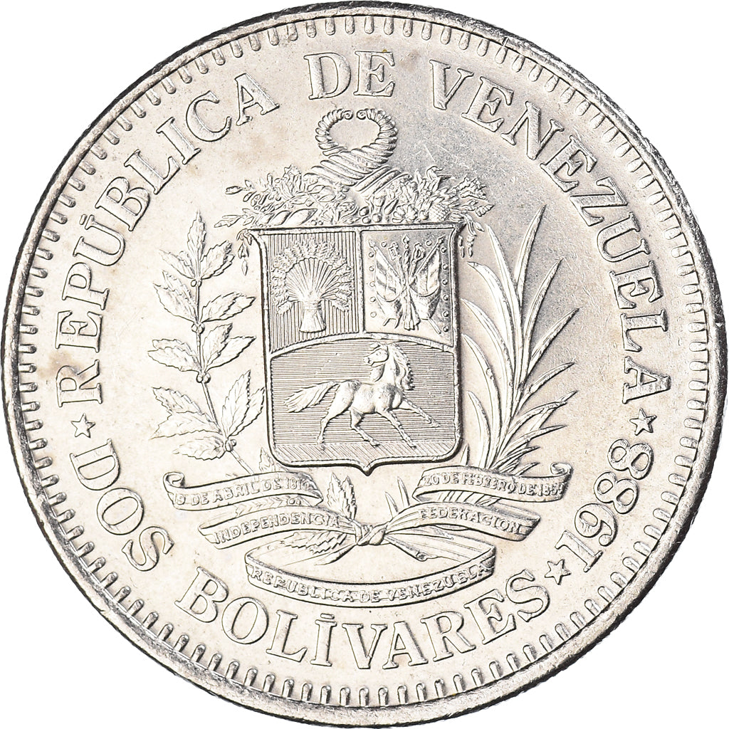 Coin, Venezuela, 2 Bolivares, 1988