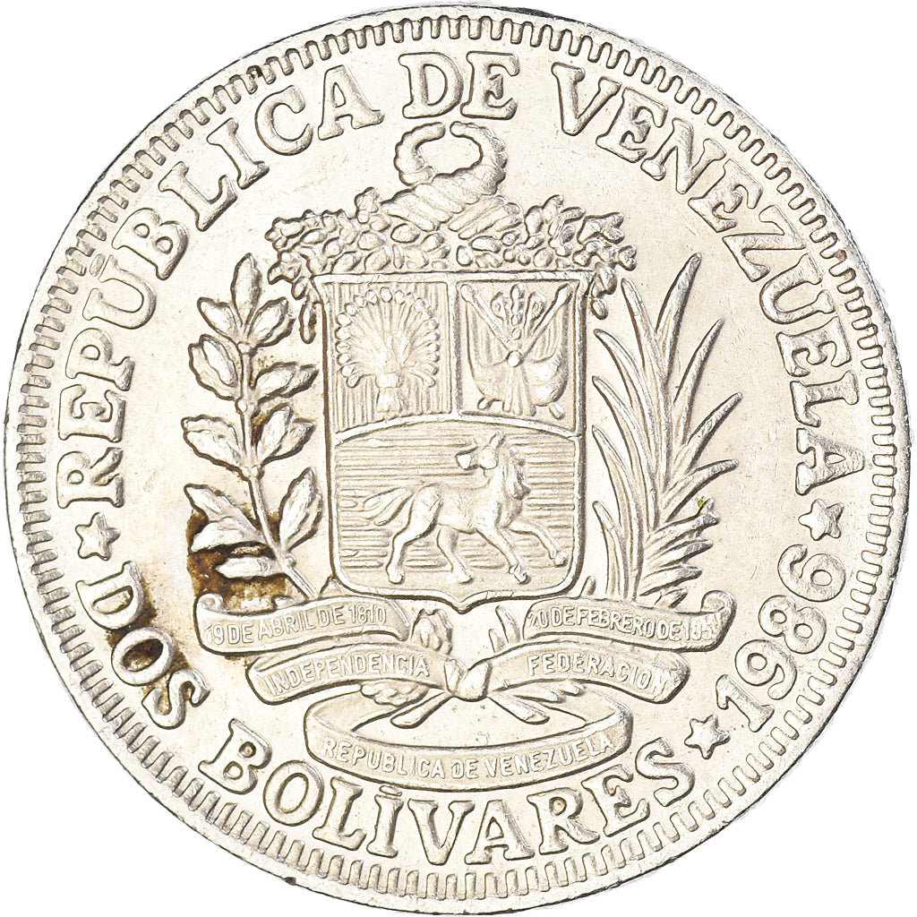 Moneta, Venezuela, 2 Bolivares, 1986
