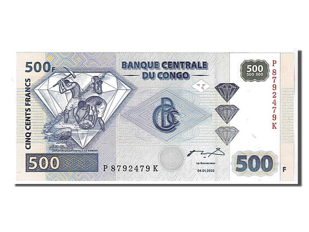 Biljet, Democratische Republiek Congo, 500 Francs, 2002, NIEUW