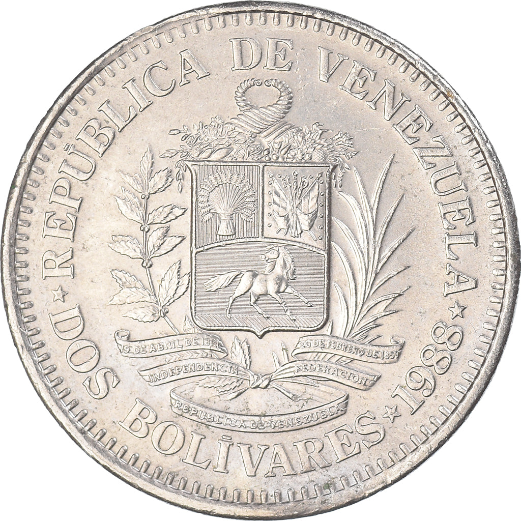Coin, Venezuela, 2 Bolivares, 1988