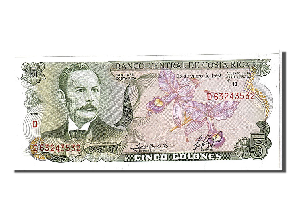 Costa Rica, 5 Colones, 1992, KM #236e, UNC(65-70), D63243532