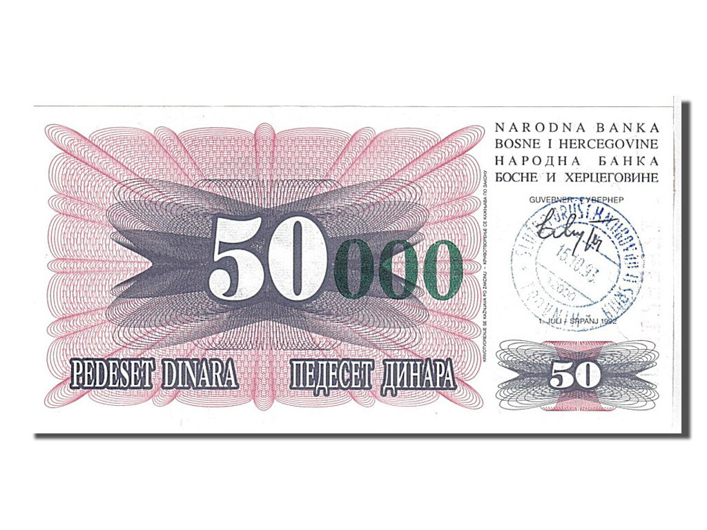 Billet, Bosnia - Herzegovina, 50 Dinara, 1992, KM:12a, NEUF