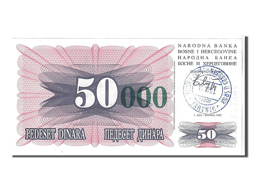 Banknote, Bosnia - Herzegovina, 50 Dinara, 1992, UNC(65-70)