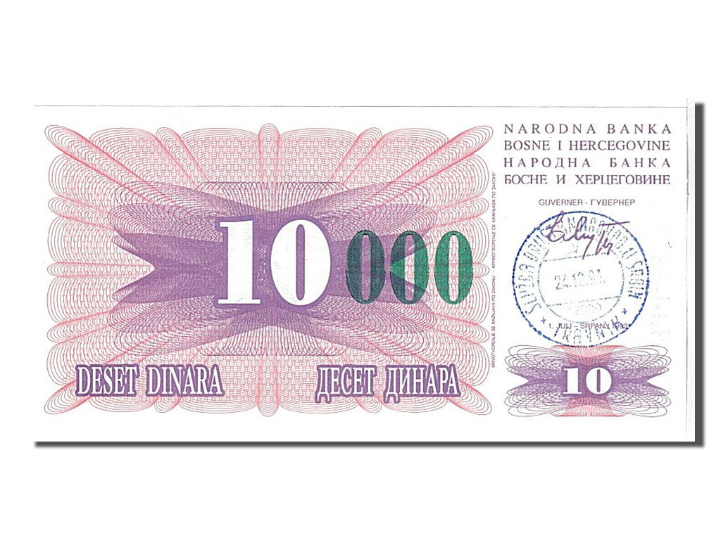 Banknote, Bosnia - Herzegovina, 10 Dinara, 1992, UNC(65-70)