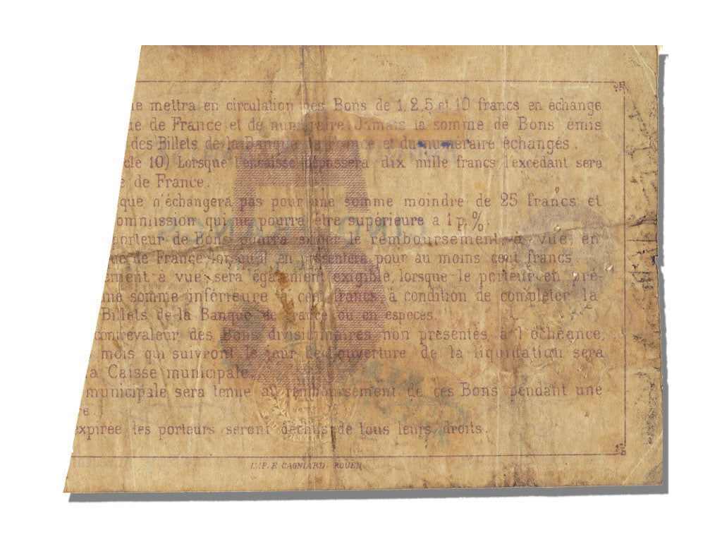 Banconote, BB, 5 Francs, 1870, Francia