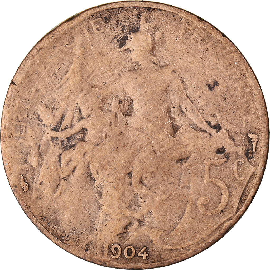 Coin, France, 5 Centimes, 1904