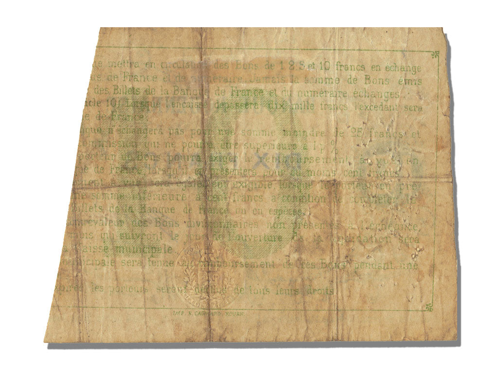 Banconote, BB, 10 Francs, 1870, Francia