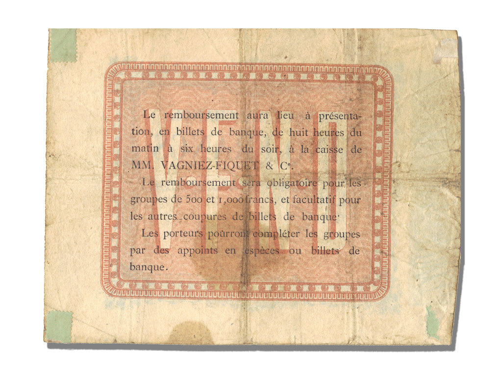Banknote, 5 Francs, 1870, France, AU(50-53)