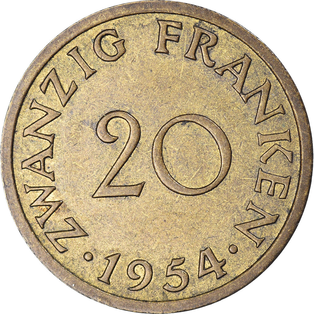 Münze, SAARLAND, 20 Franken, 1954