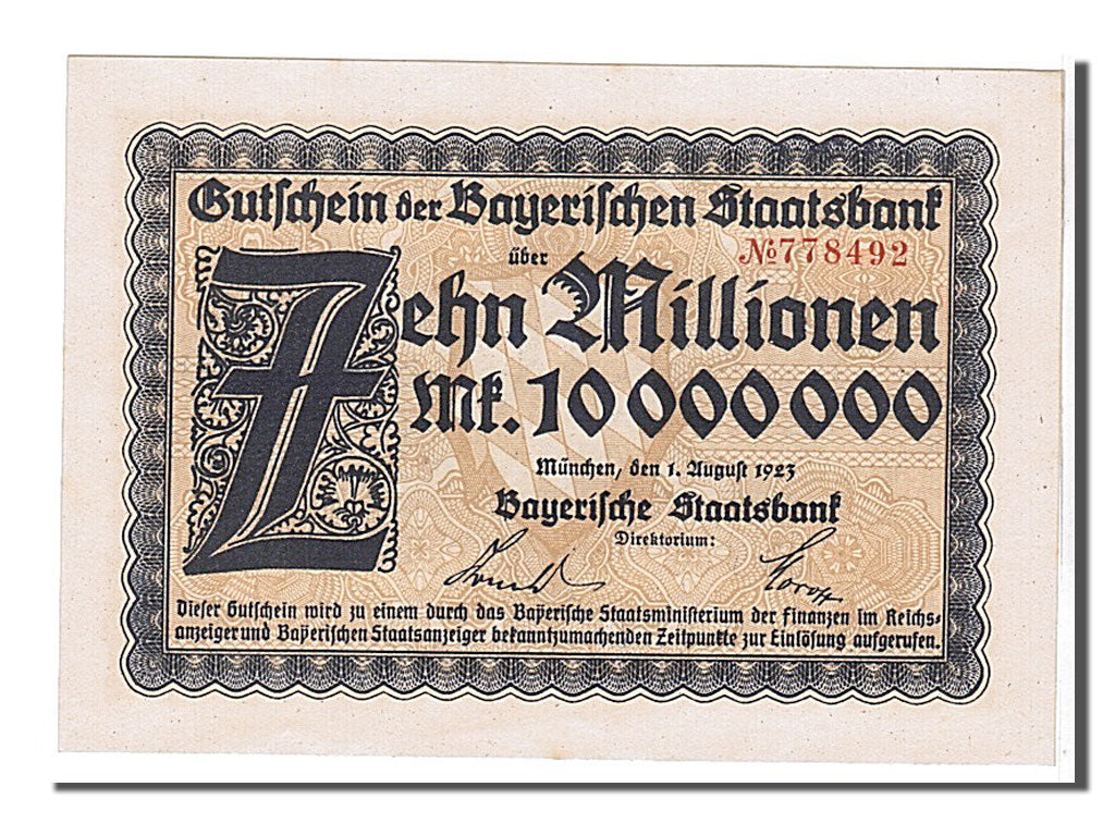 Germany, 10 Millions Mark, 1923, UNC(65-70), 778492
