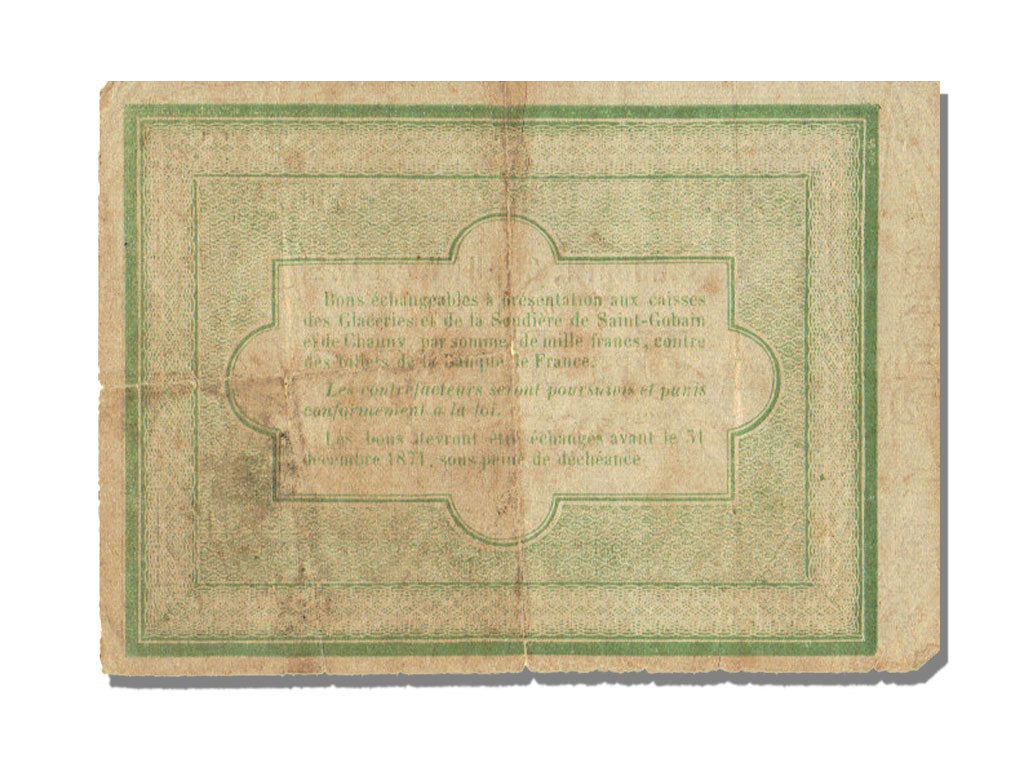 FRANCE, St Gobain, 1 Franc, 1870, 1870-10-10, EF(40-45), T.2, Jérémie #02.17.A