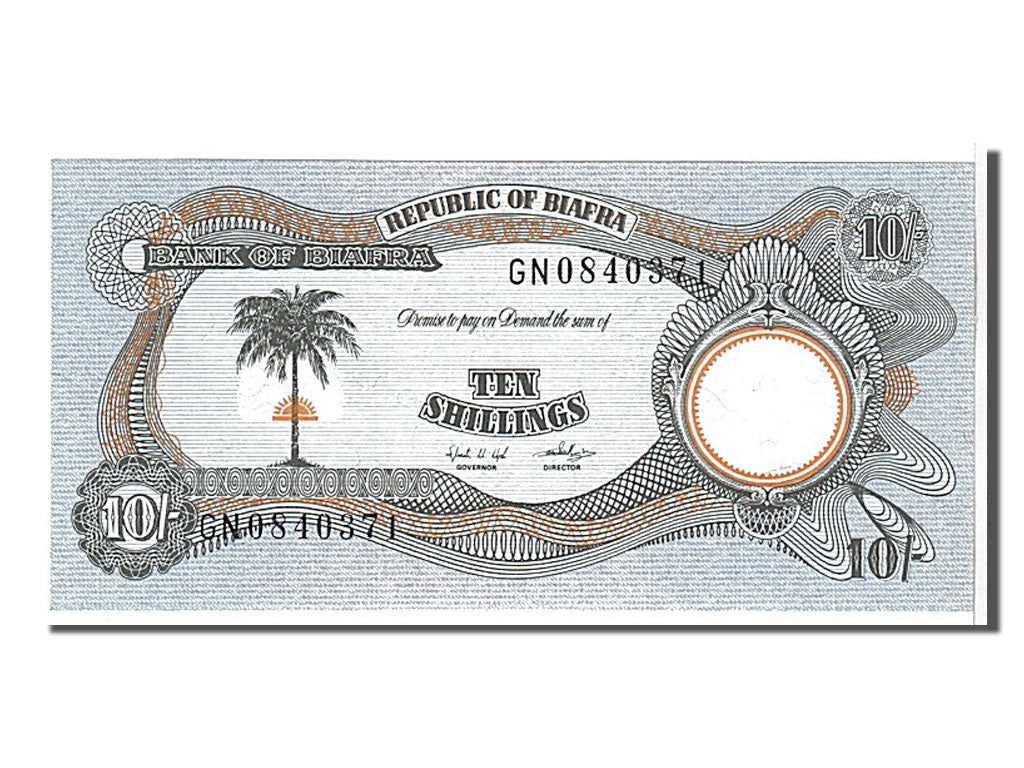 Biafra, 10 Shillings, 1968, KM #4, UNC(65-70), GN0840371