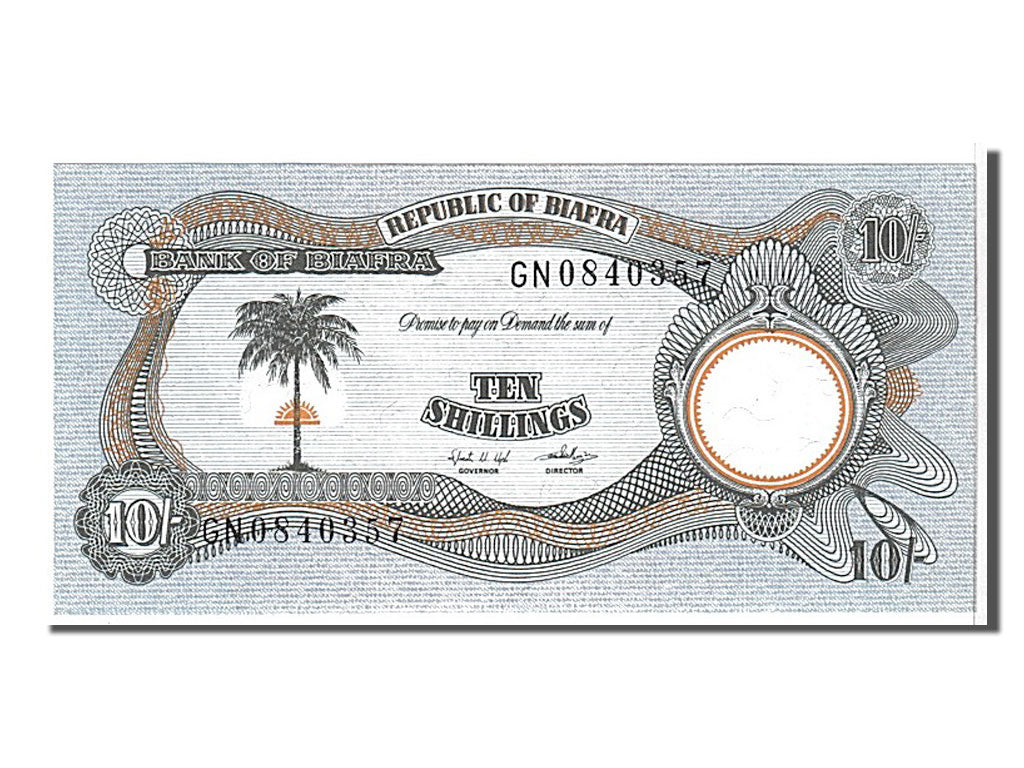 Biafra, 10 Shillings, 1968, KM #4, UNC(65-70), GN0840357