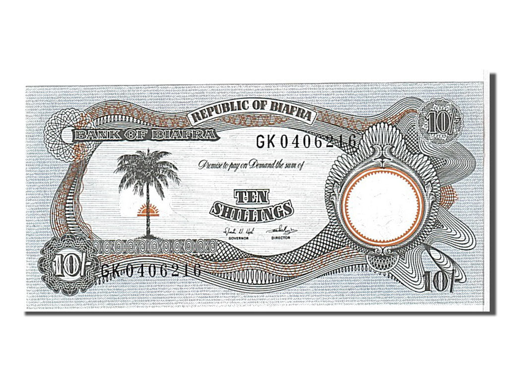 Banconote, Biafra, 10 Shillings, 1968, KM:4, FDS