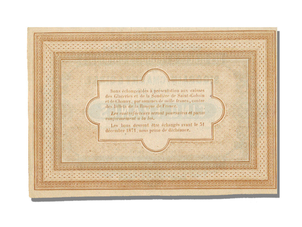 FRANCE, St Gobain, 5 Francs, 1870, 1870-10-10, UNC(63), Jérémie #02.17.B