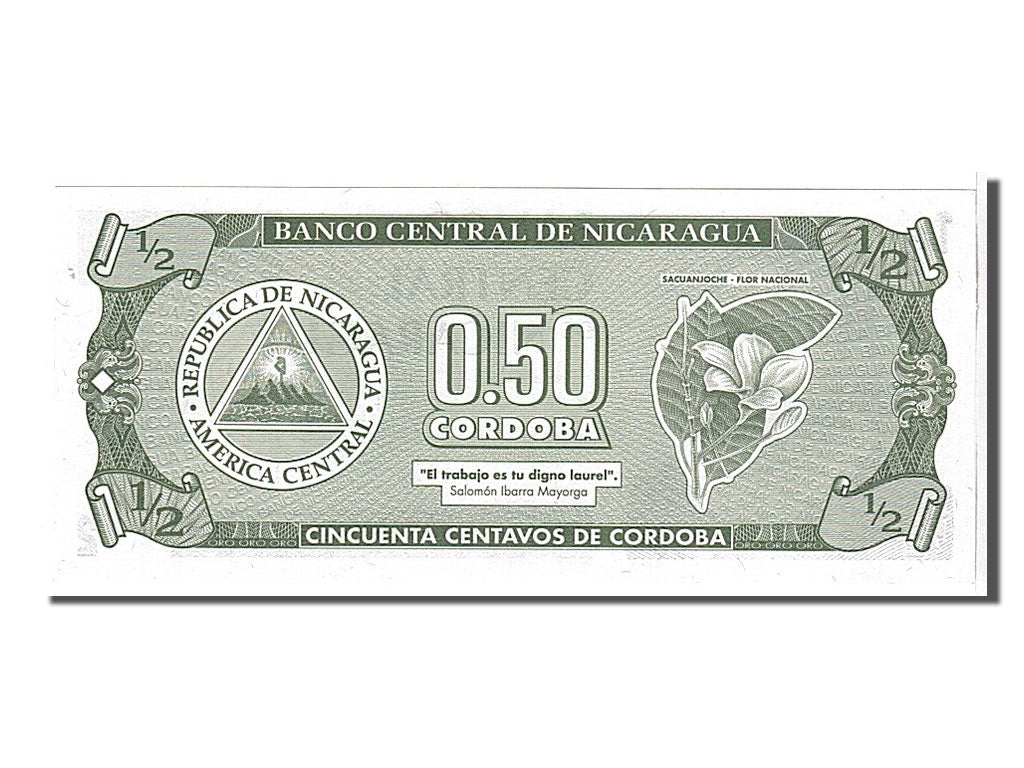 Nicaragua, 1/2 Córdoba, 1992, KM #172, UNC(65-70), A66028376
