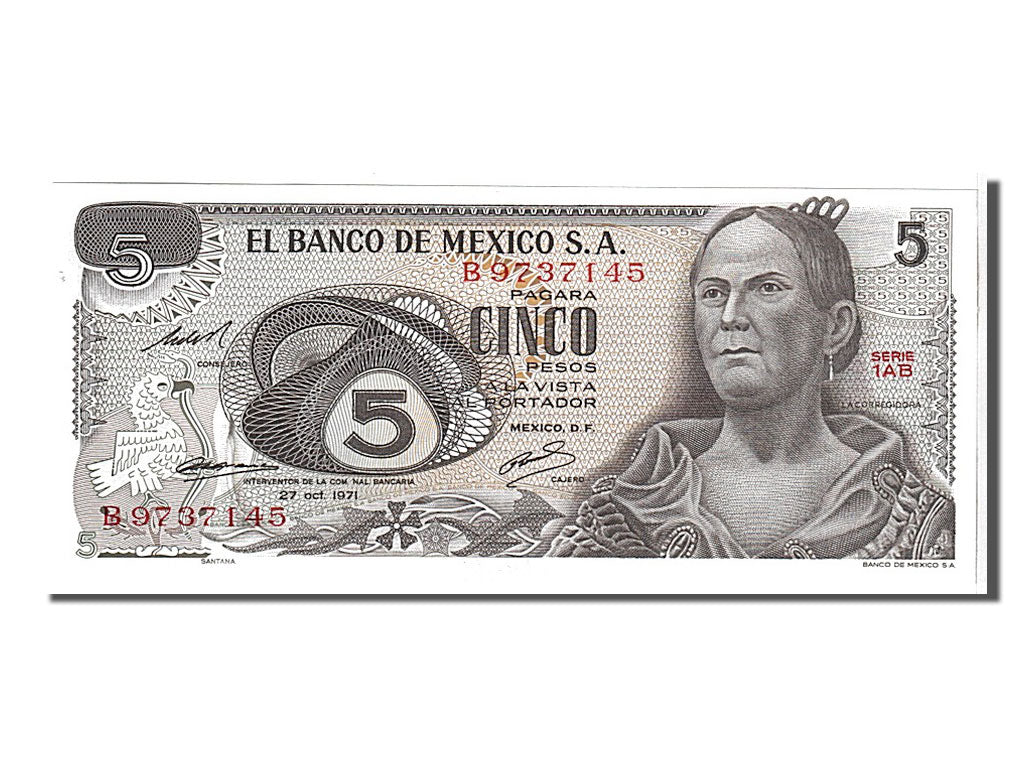 Biljet, Mexico, 5 Pesos, 1971, KM:62b, NIEUW