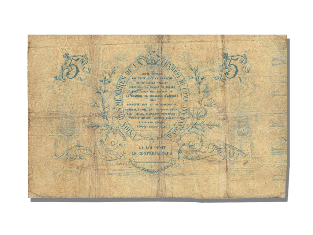 Billete, 5 Francs, 1872, Francia, MBC