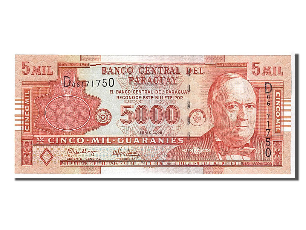 Paraguay, 5000 Guaraníes, 2005, KM #223a, UNC(65-70), D06171750