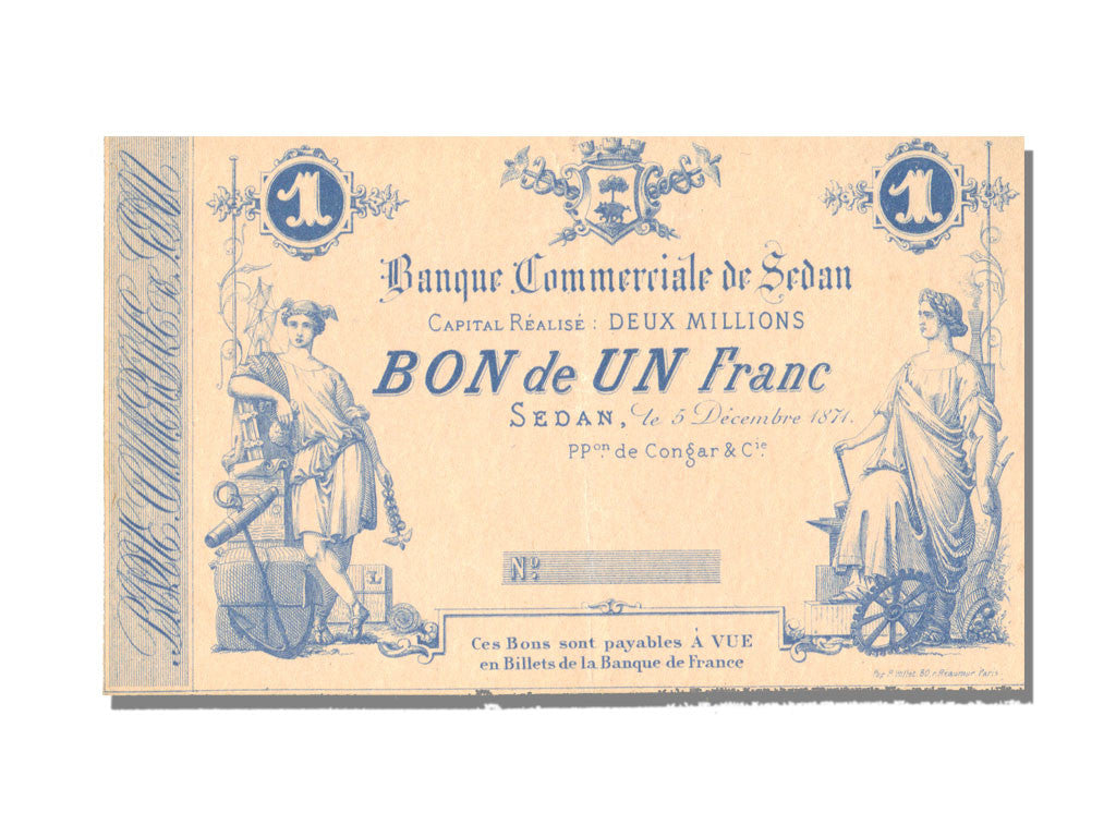 Banknote, 1 Franc, 1871, France, UNC(65-70)