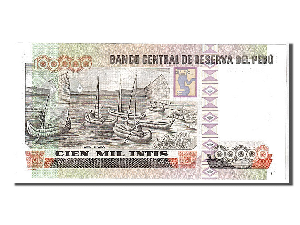 Billete, 100,000 Intis, 1989, Perú, UNC