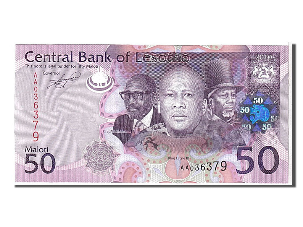 Banknot, Lesotho, 50 Maloti, 2010, KM:23, UNC(65-70)
