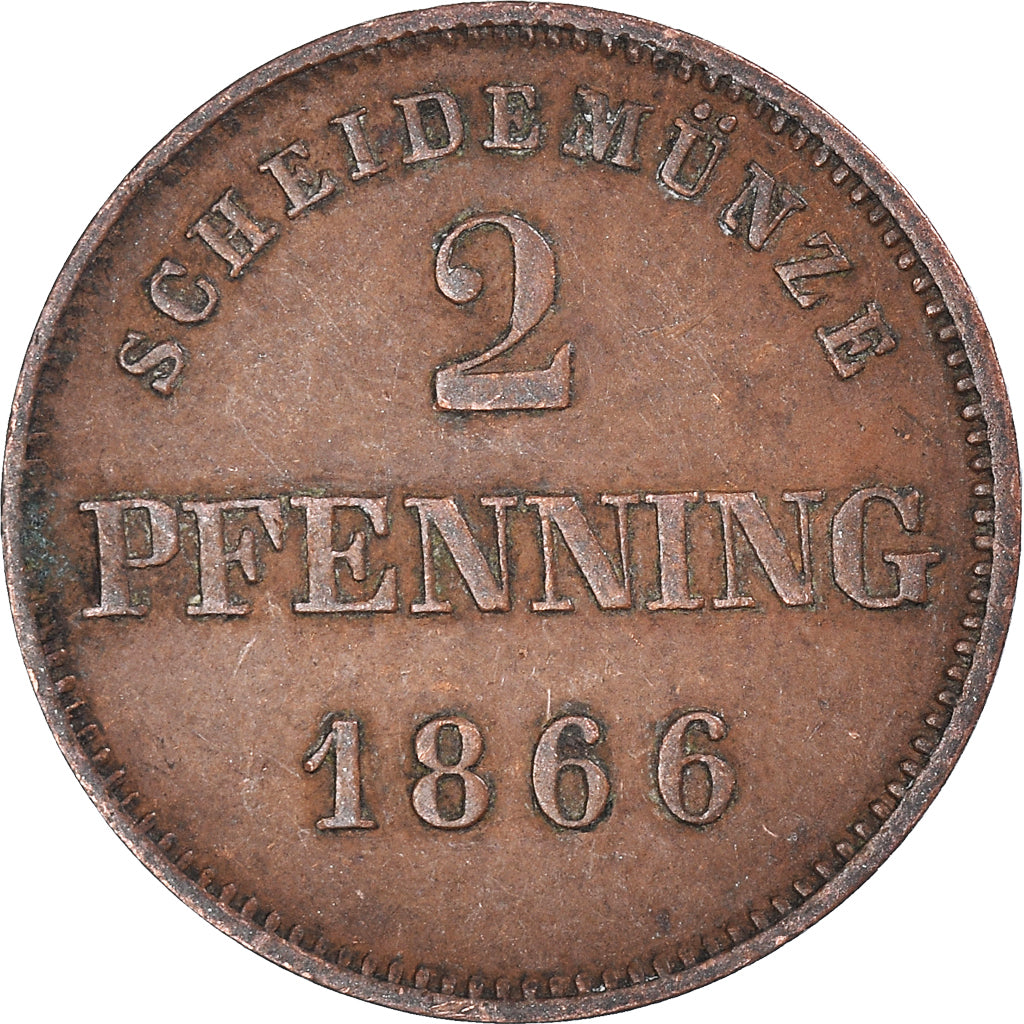 Moneda, Estados alemanes, 2 Pfenning, 1866