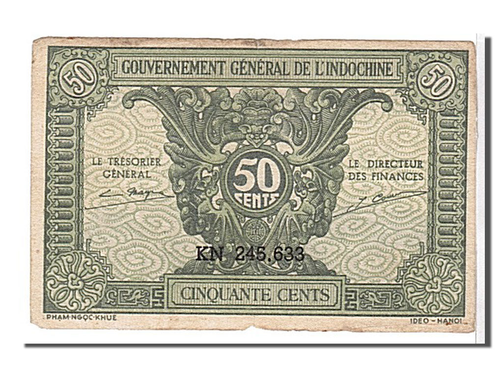 French Indo-China, 50 Cents, 1942, KM #91a, EF(40-45), KN245633