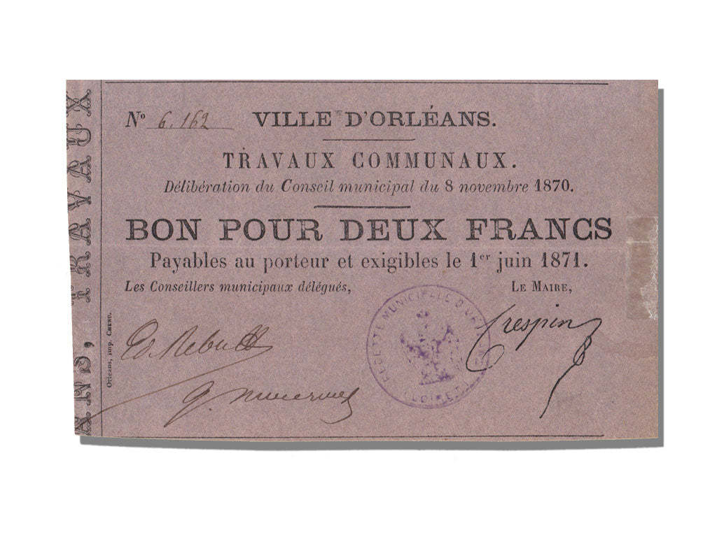 Banknote, 2 Francs, 1870, France, UNC(63)