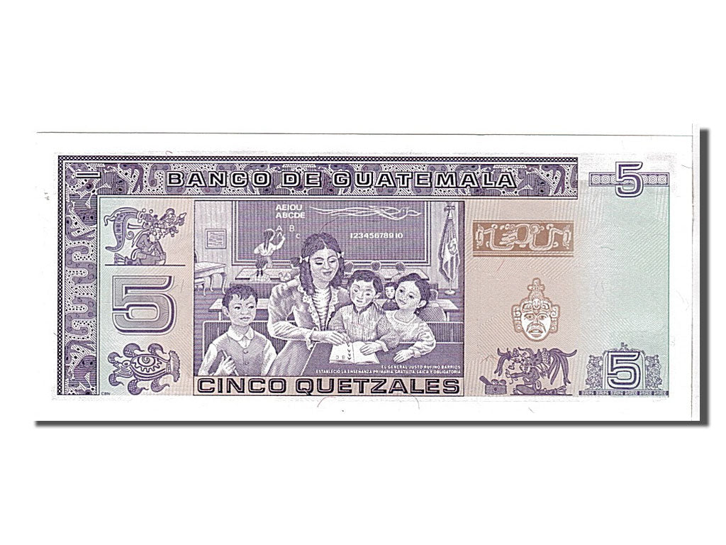 Banknote, Guatemala, 5 Quetzales, 1991, KM:74c, UNC(65-70)