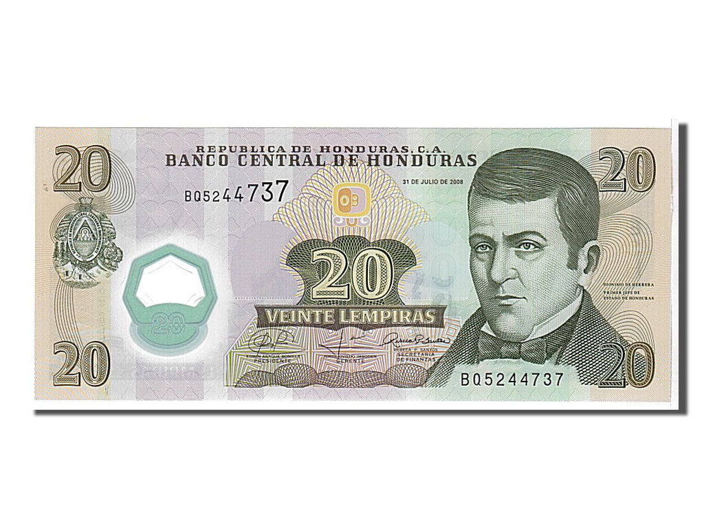 Billete, 20 Lempiras, 2008, Honduras, KM:95, UNC