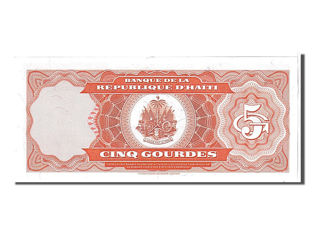 Banknote, Haiti, 5 Gourdes, 1989, KM:255a, UNC(65-70)