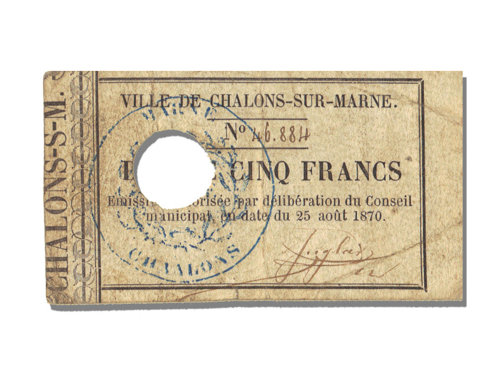 Billete, 5 Francs, 1870, Francia, MBC