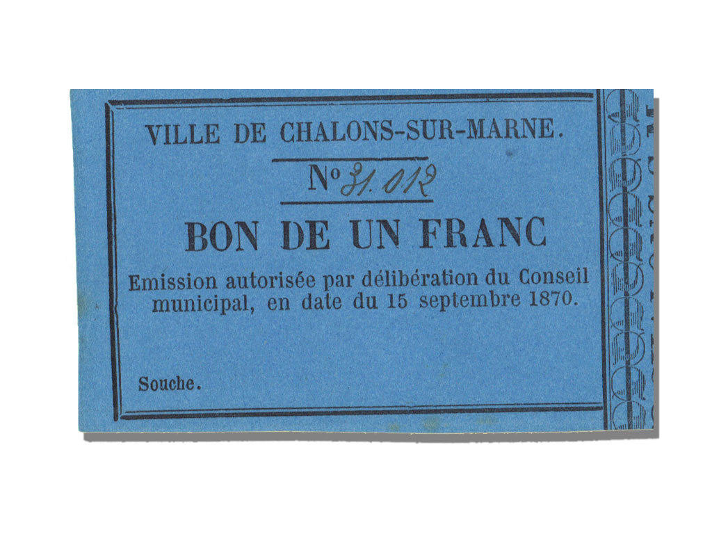Banknote, 1 Franc, 1870, France, UNC(65-70)