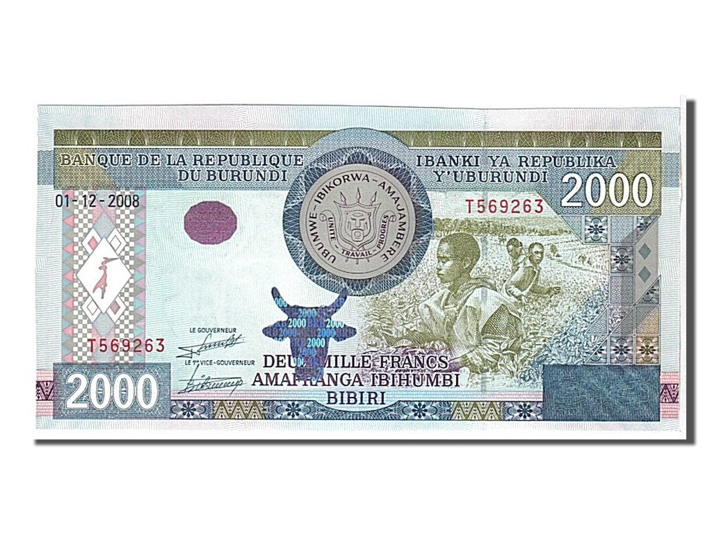 Banknote, Burundi, 2000 Francs, 2008, KM:47, UNC(65-70)