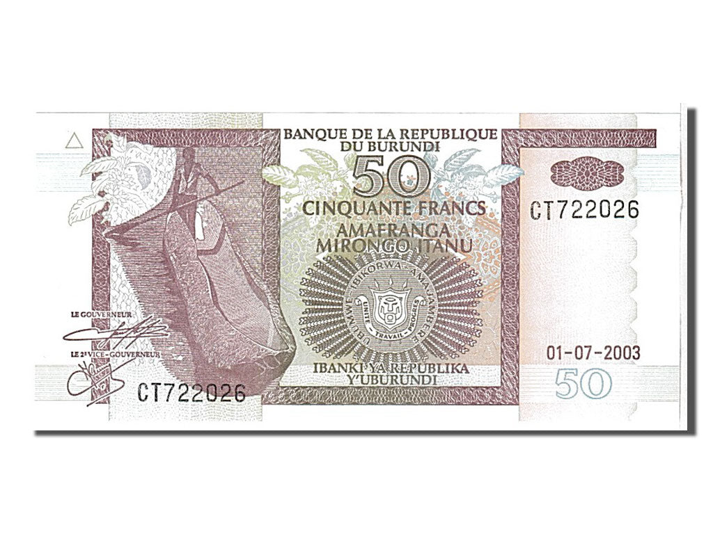Biljet, Burundi, 50 Francs, 2003, KM:36d, NIEUW