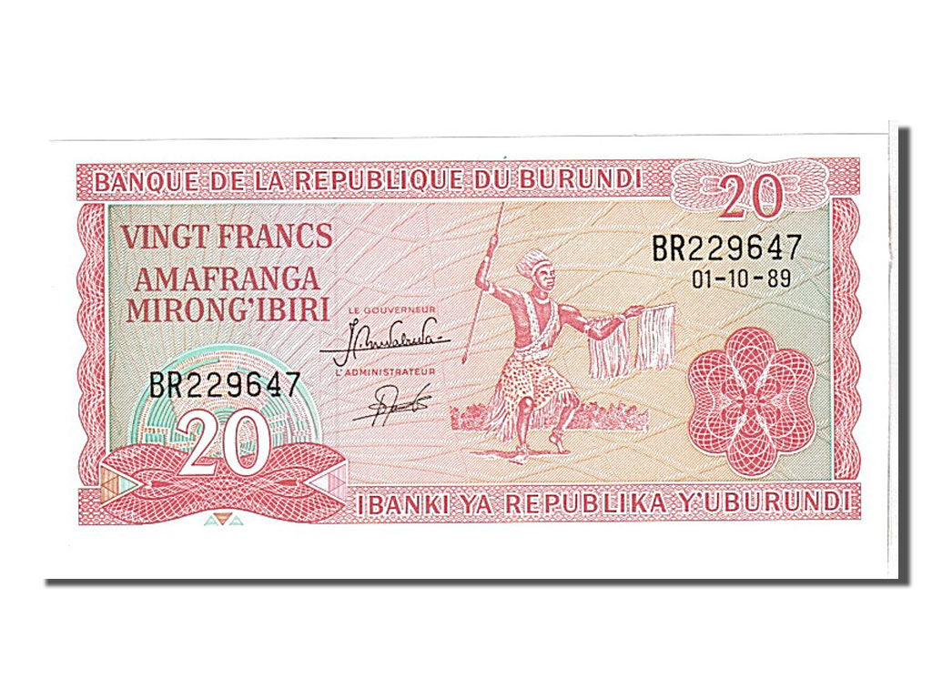 Burundi, 20 Francs, 1989, KM #27b, UNC(65-70), BR229647