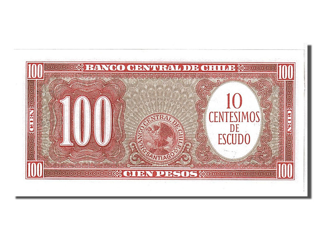 Banknote, Chile, 10 Centesimos on 100 Pesos, 1960, KM:127a, UNC(65-70)