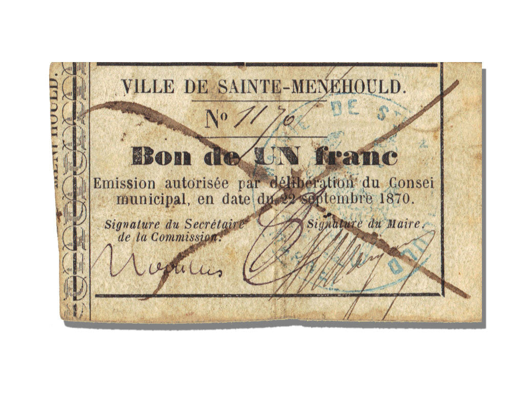 Billete, 1 Franc, 1870, Francia, MBC