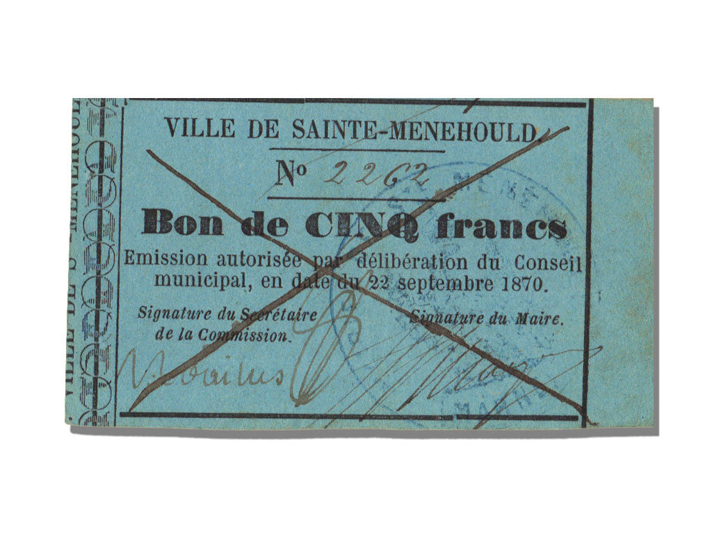 Biljet, 5 Francs, 1870, Frankrijk, NIEUW