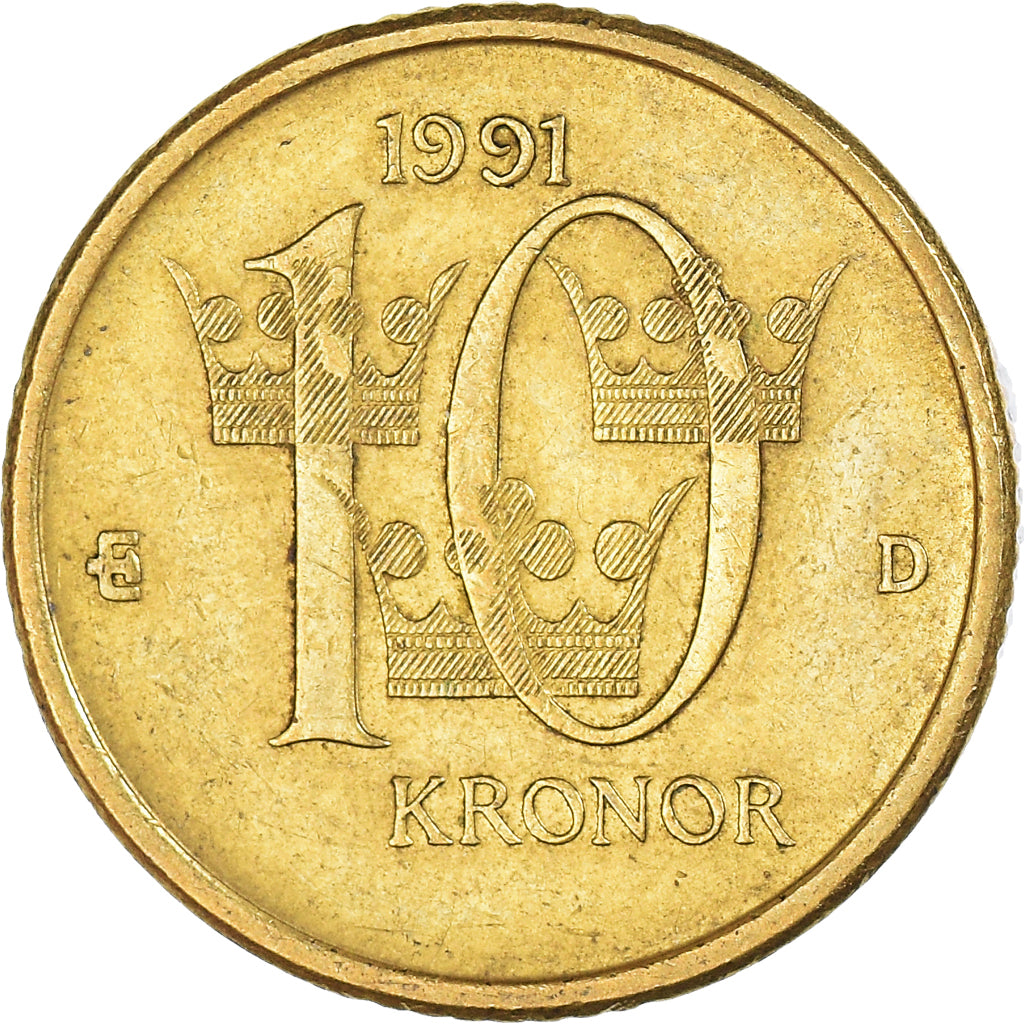 Coin, Sweden, 10 Kronor, 1991