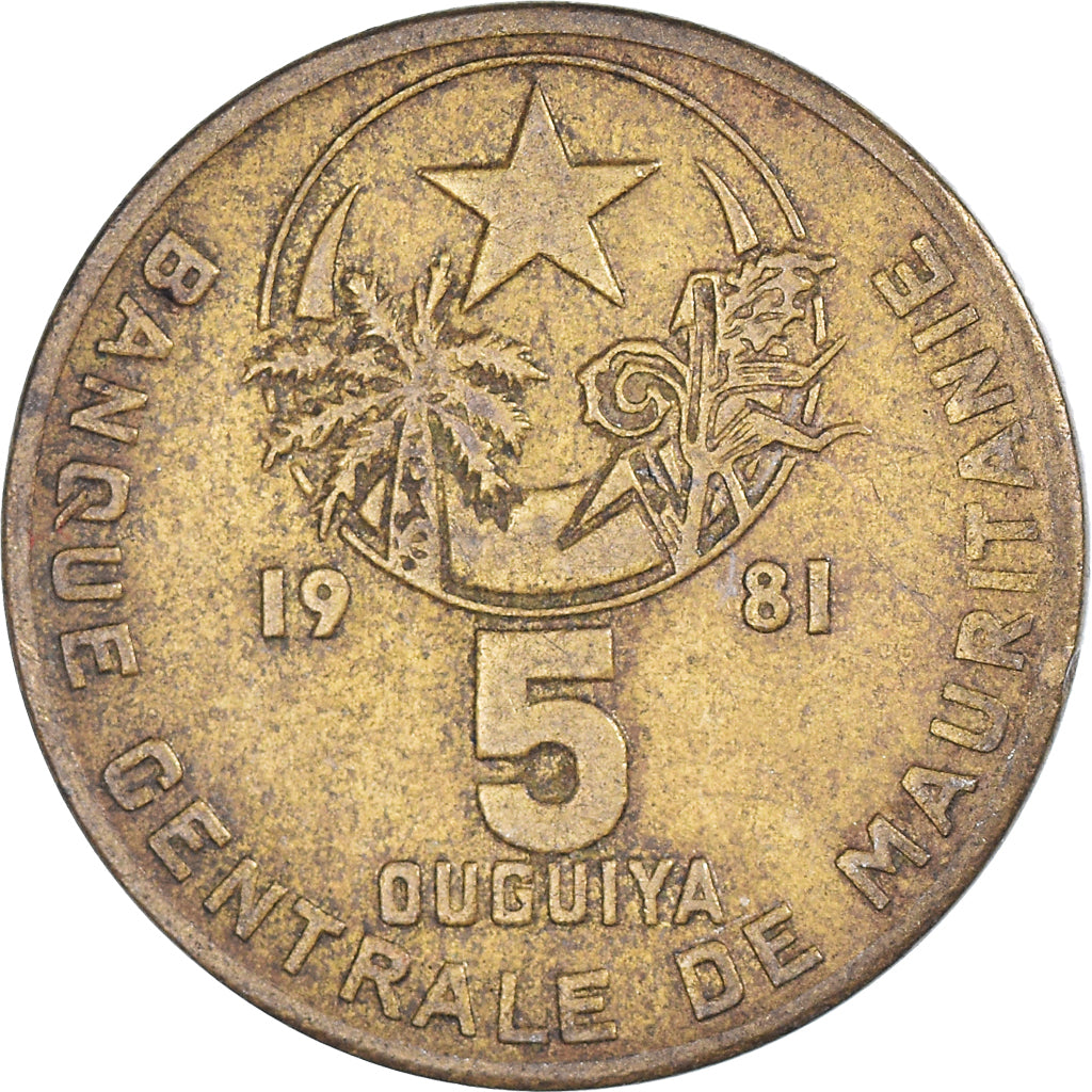 Moneta, Mauritania, 5 Ouguiya, 1981