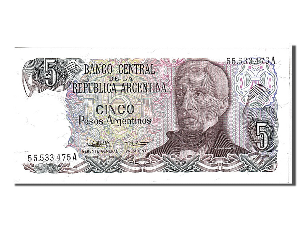 Banknote, Argentina, 5 Pesos Argentinos, 1983, UNC(65-70)