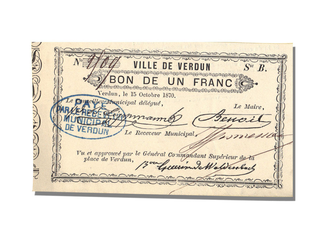 Banconote, FDS, 1 Franc, 1870, Francia