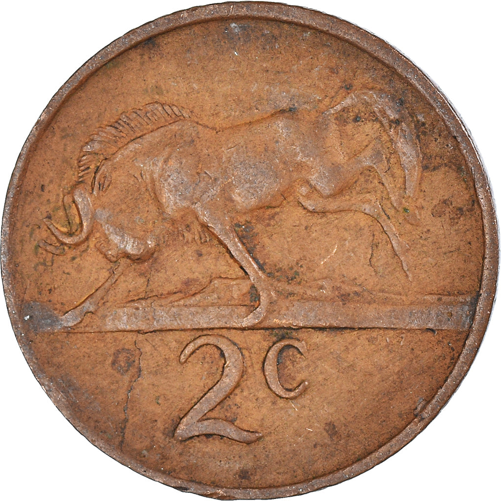 Moeda, África do Sul, 2 Cents, 1970
