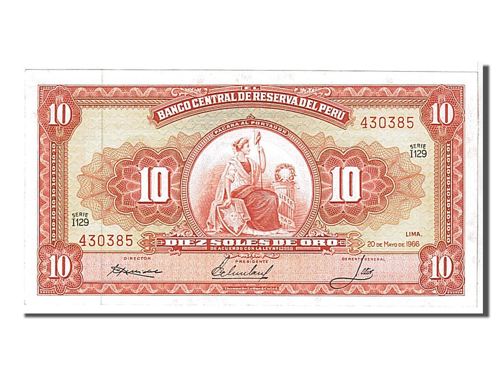 Billete, 10 Soles De Oro, 1966, Perú, KM:84a, UNC