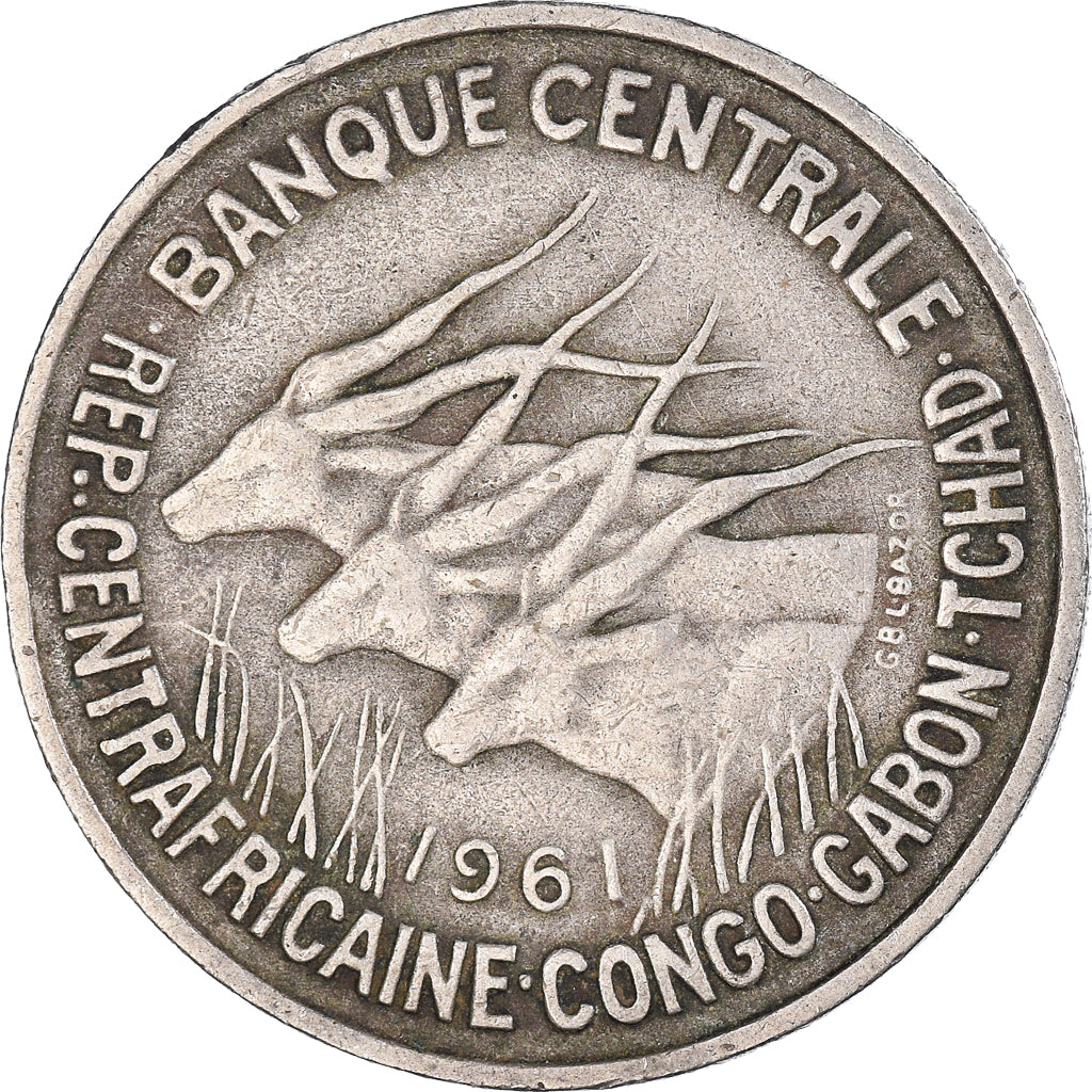 Moneta, Afryka Środkowa, 50 Francs, 1961