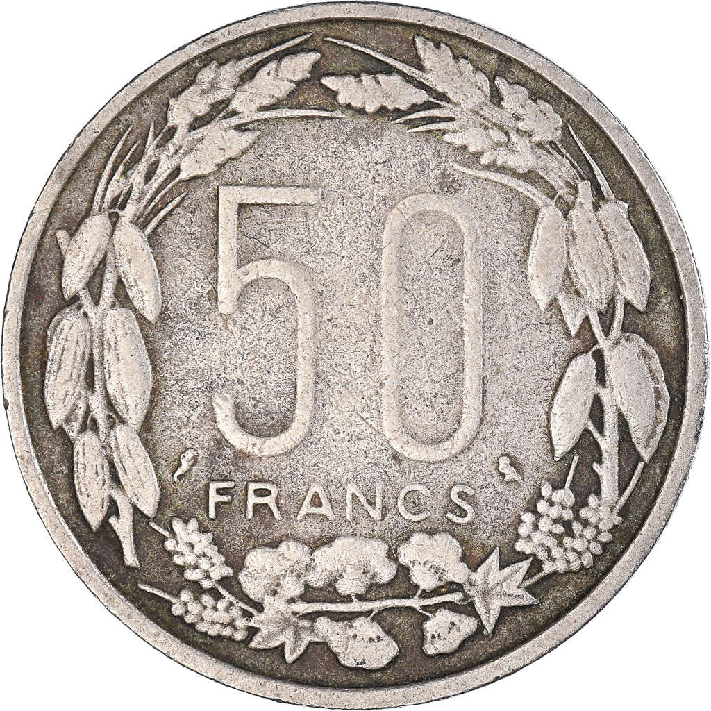 Moneta, Afryka Środkowa, 50 Francs, 1961