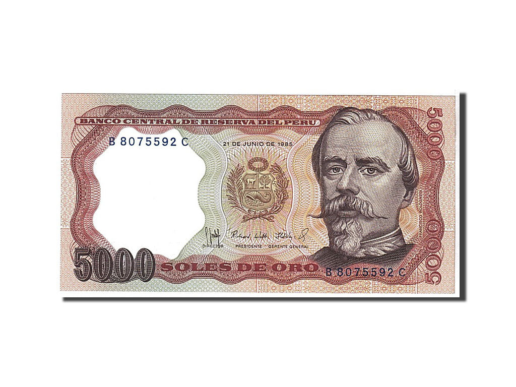 Biljet, Peru, 5000 Soles De Oro, 1985, KM:117c, NIEUW