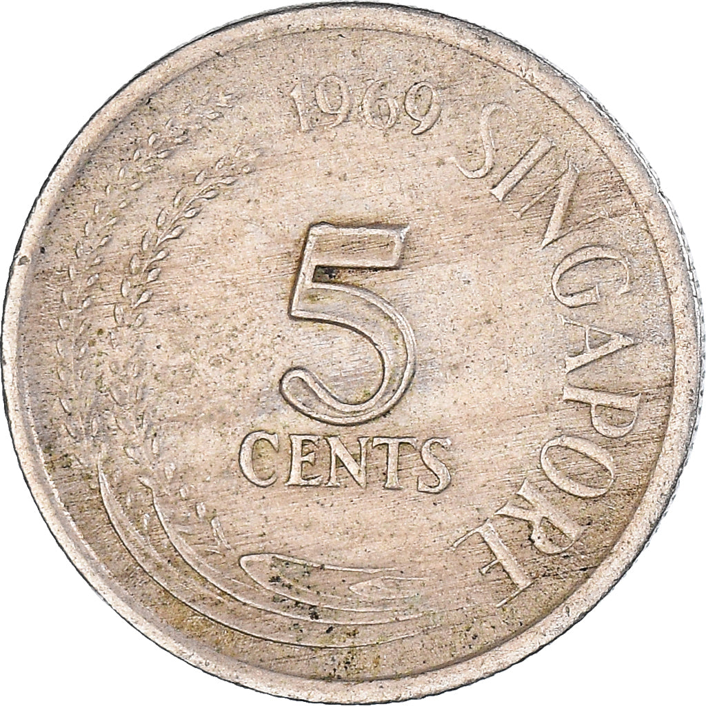 Coin, Singapore, 5 Cents, 1969